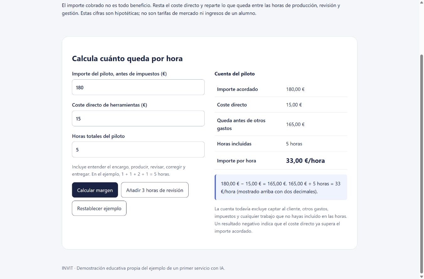 Demostración ejecutada: 180 euros menos 15 euros de costes, repartidos entre cinco u ocho horas.