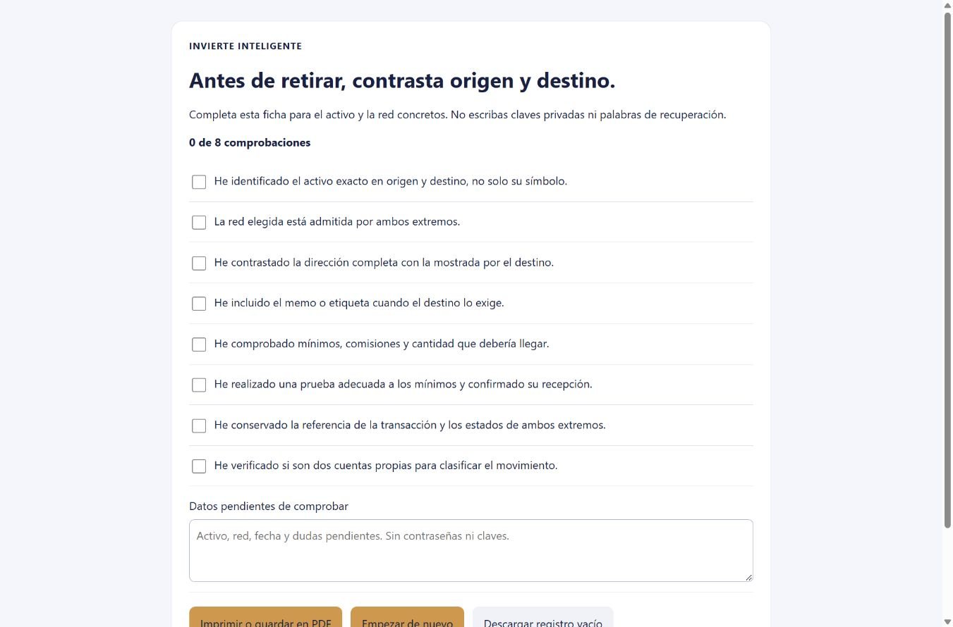 Ficha propia en funcionamiento; no envía fondos ni conecta una wallet.