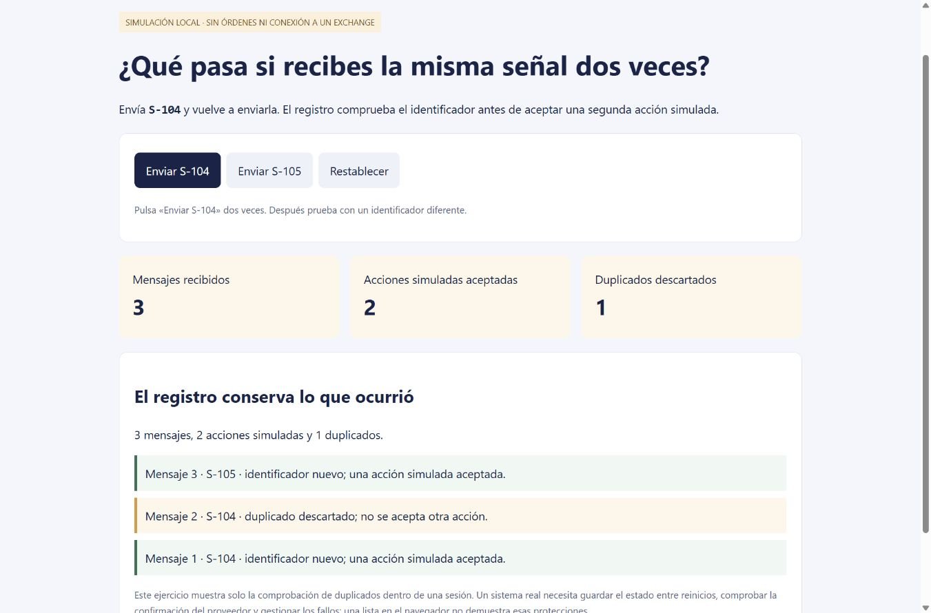 Prueba ejecutada en una simulación local de identificadores; no representa una conexión con un exchange.